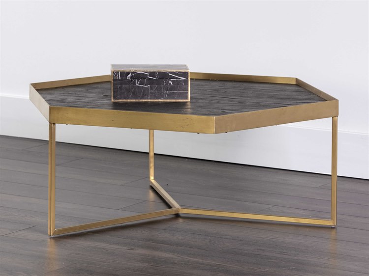 Sunpan Modern Home Brown Gold 39 Wide Hexagon Coffee Table Spn103900 - Gray Wood Hexagon Coffee Table Sunpan Modern Home Brown Gold 39 Wide Hexagon Coffee Table Spn103900 - Gray Wood Hexagon Coffee Table