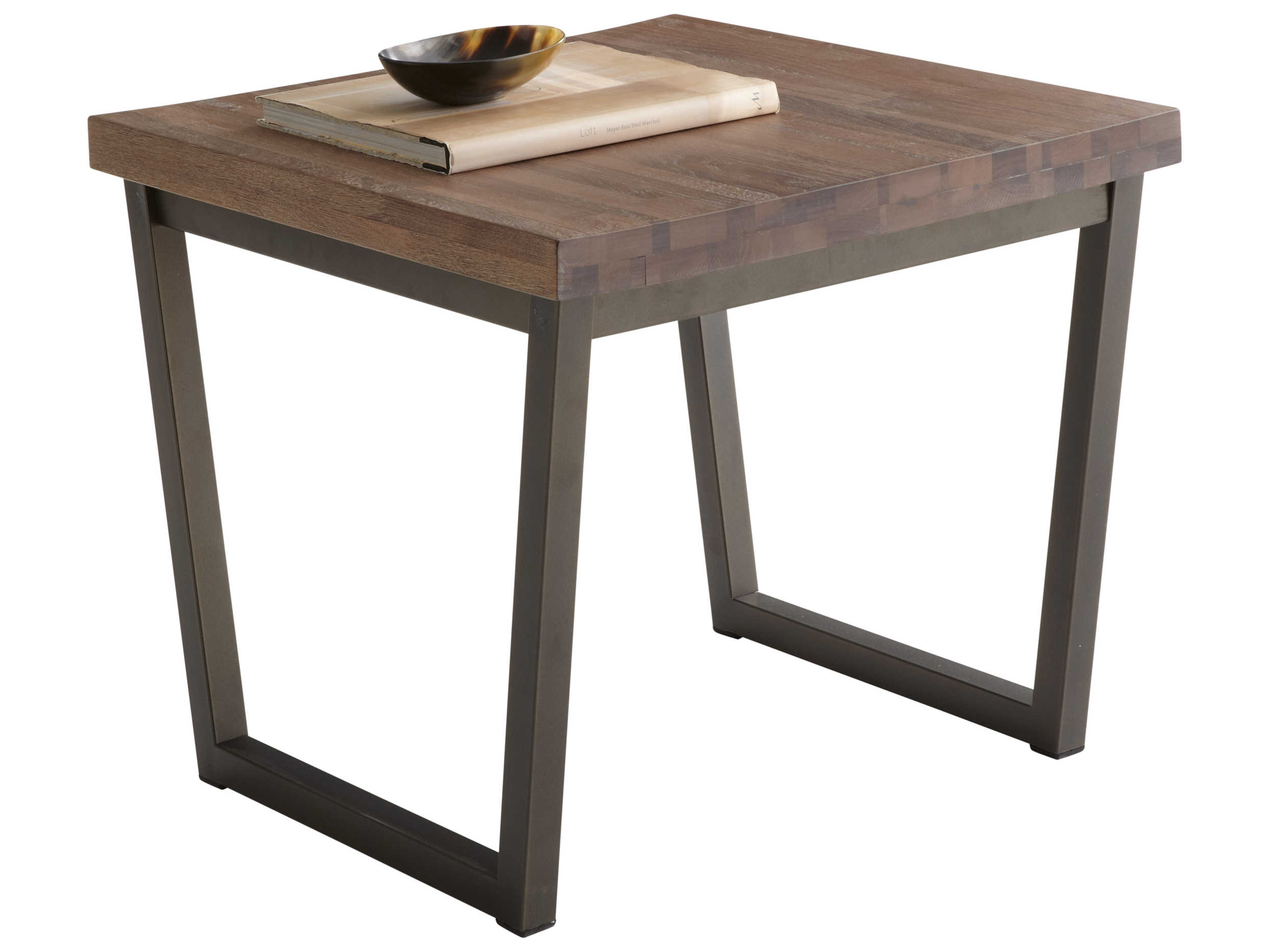 Sunpan Modern Home Brown Distressed / Black 23'' Wide Rectangular End