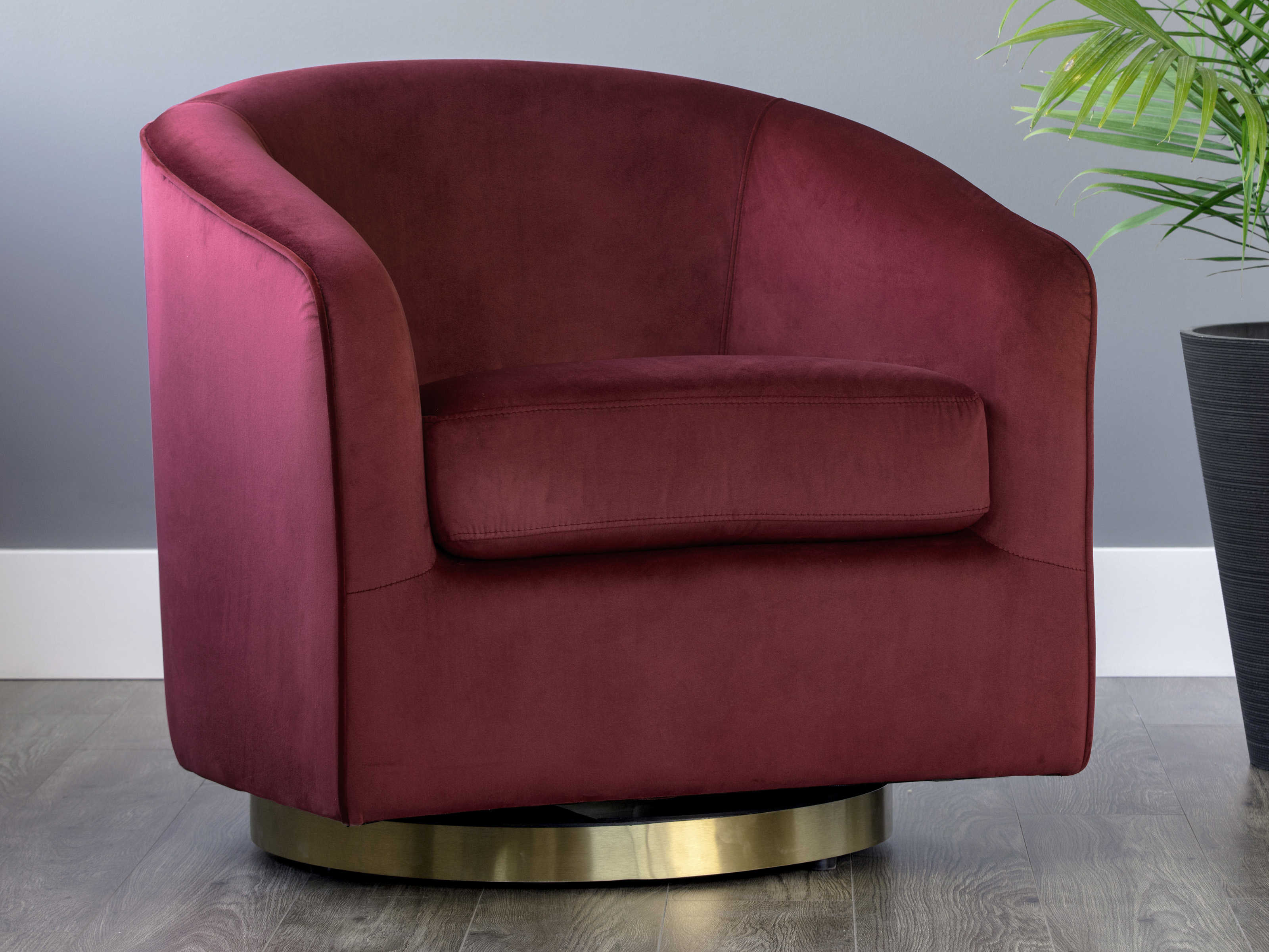 Sunpan Modern Home Hazel Burgundy Sky / Gold Swivel Accent Chair ...