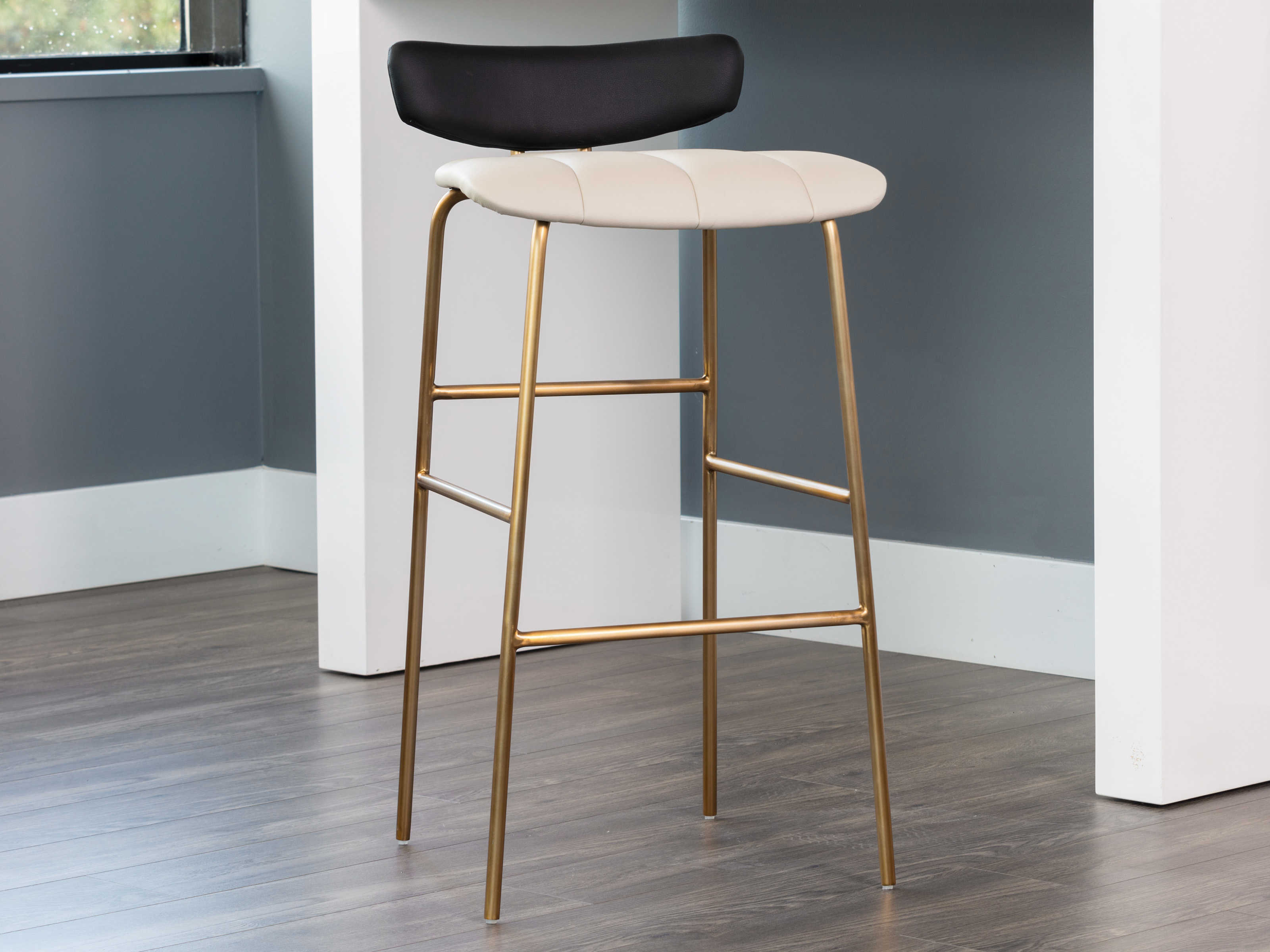 Sunpan Modern Home Ikon Dillon Cream Black Side Bar Height Stool Spn106018
