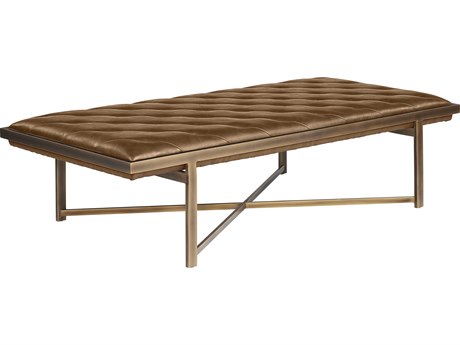 Sunpan Irongate Vintage Cognac Rustic Bronze Brown Faux Leather Accent Bench