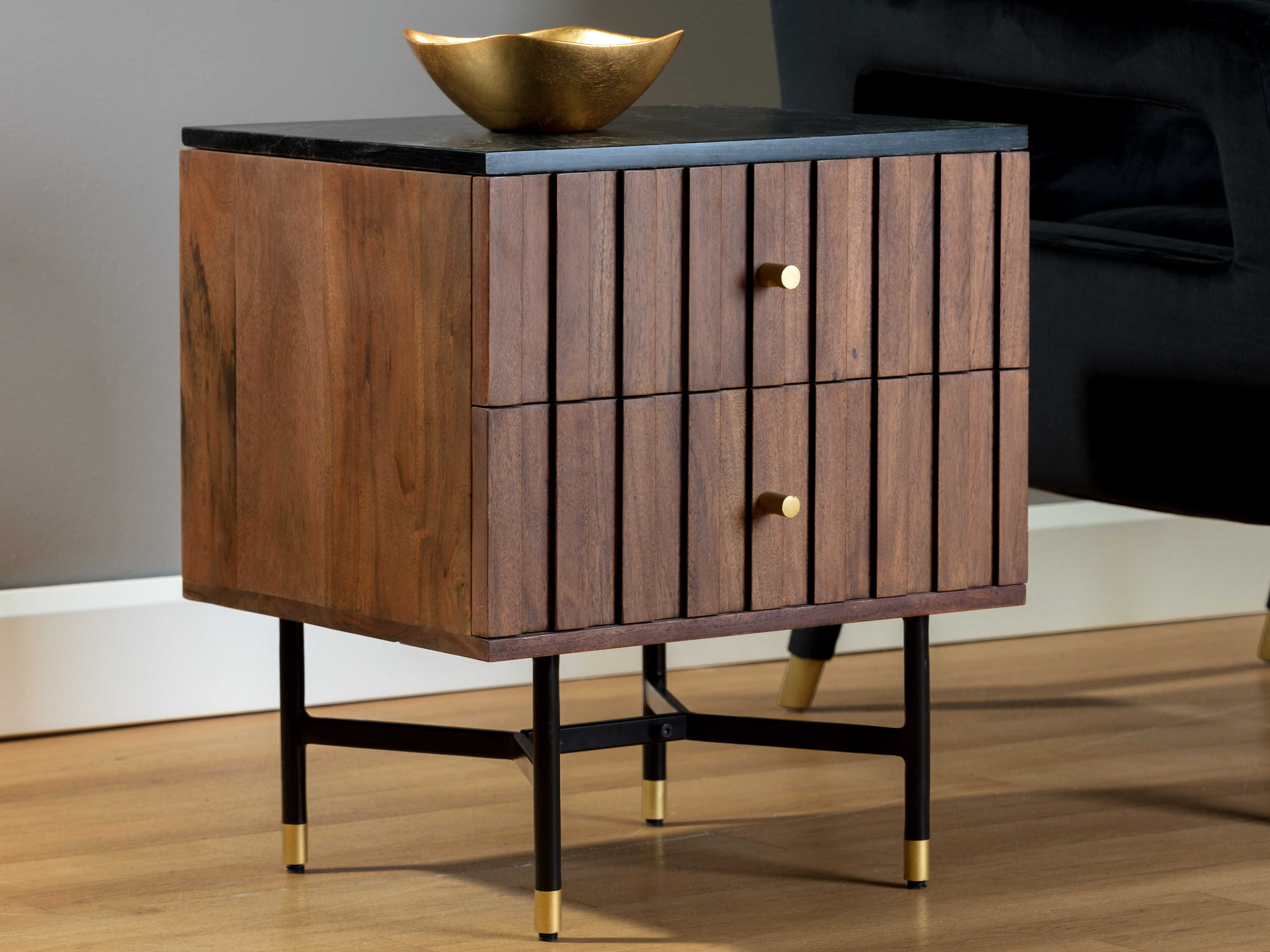 Sunpan Modern Home Brown / Black TwoDrawer Nightstand SPN105173