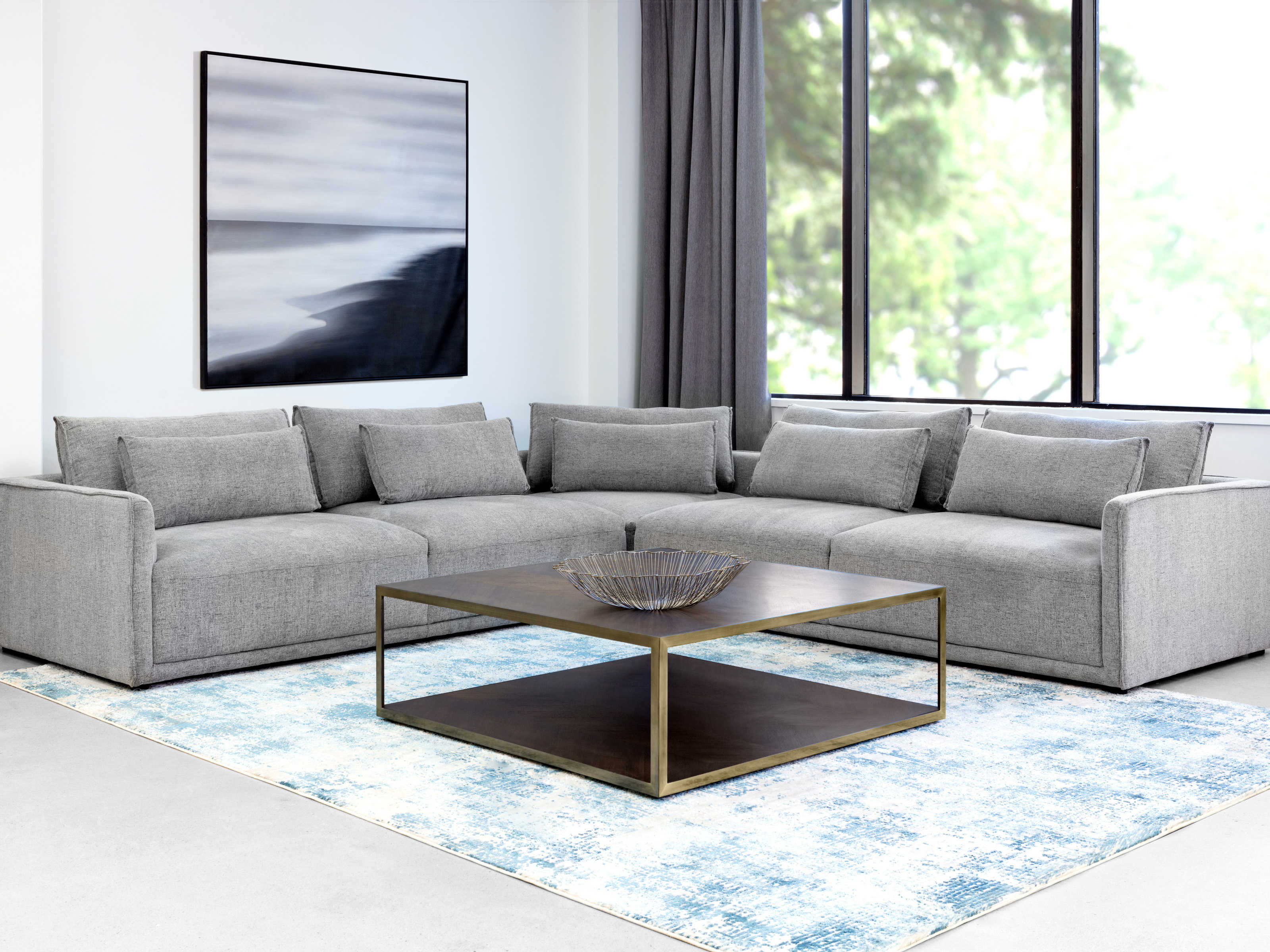 Sunpan Modern Home Charleston Grey Sectional Sofa SPN104059