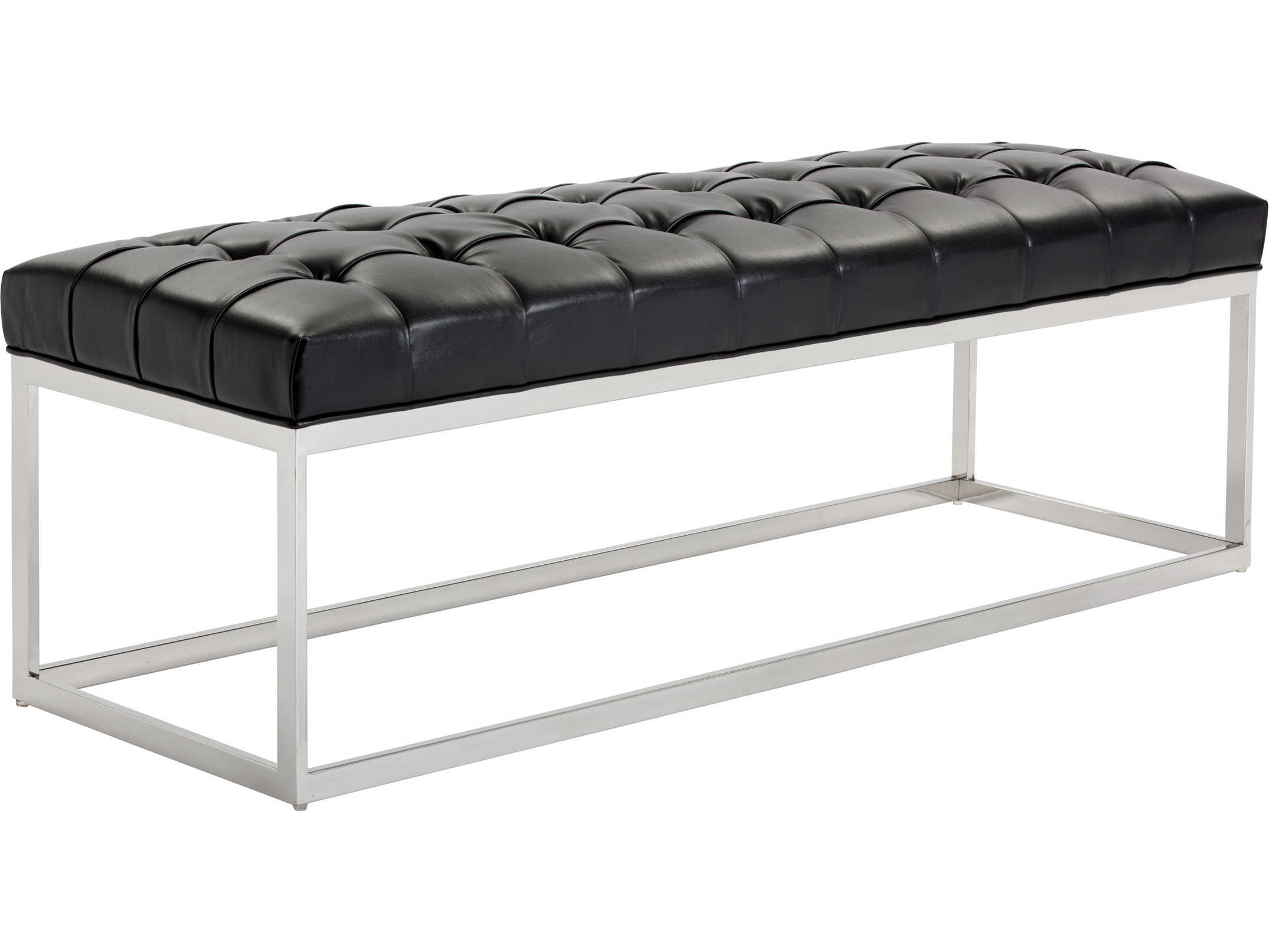 Sunpan Sutton Polished Stainless Steel Nobility Black / Accent Bench