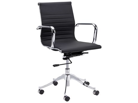 Sunpan Urban Unity Black Faux Leather Adjustable Swivel Computer Office Chair