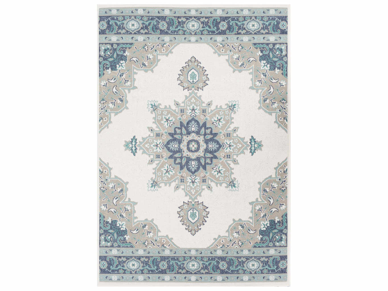 Surya Alfresco Taupe Aqua Charcoal White Teal Rectangular Area Rug
