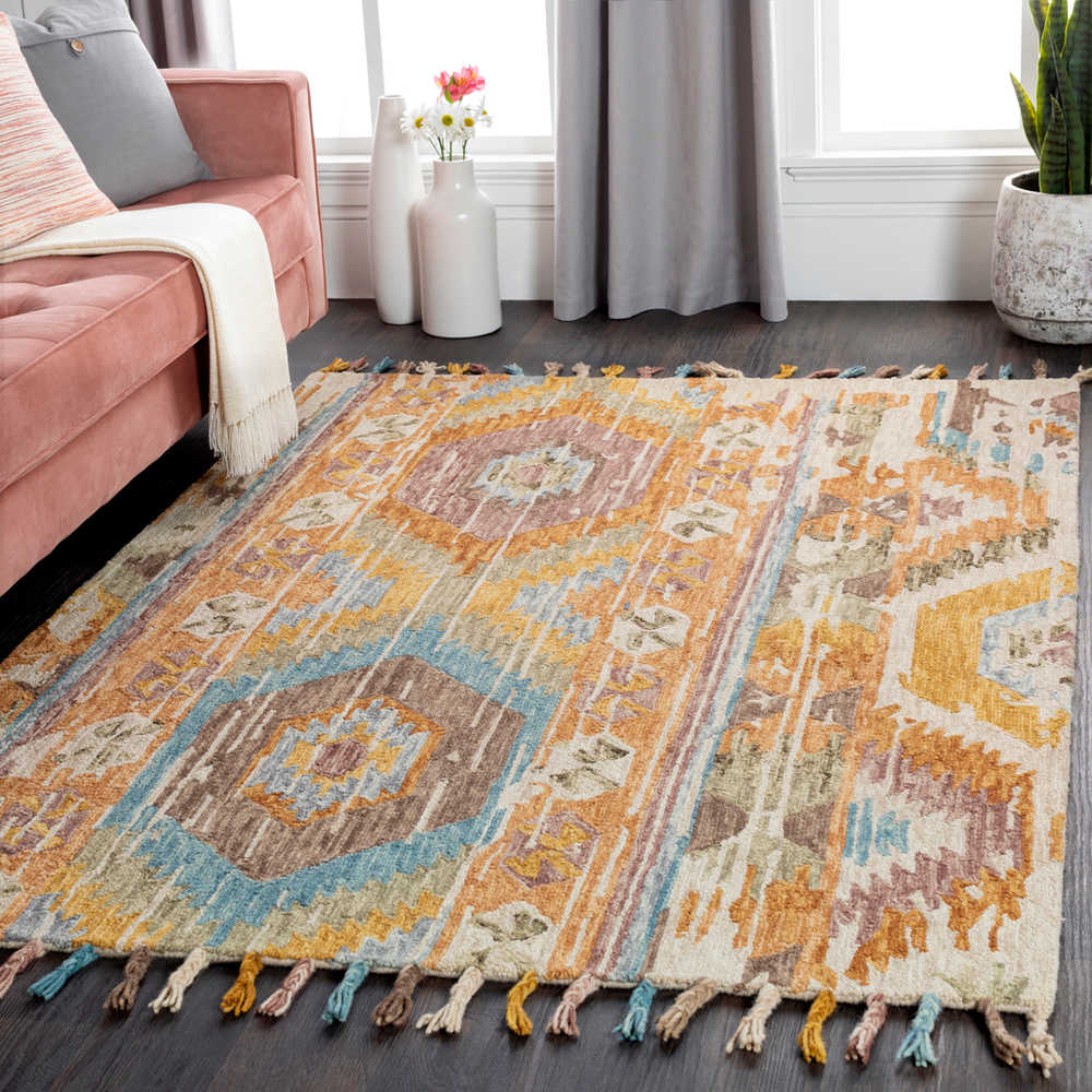 Surya Bonifate Sea Foam Cream Mustard Aqua Rectangular Area Rug Sybft1020rec