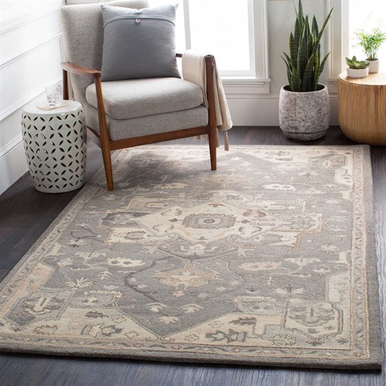 Surya Caesar Charcoal Taupe Khaki Black Beige Dark Brown Camel Rectangular Area Rug