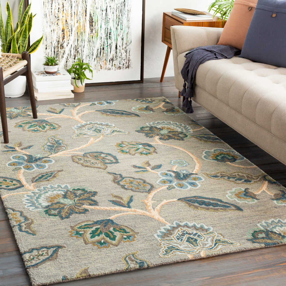Surya Chanceux Teal / Sage / Dark Green / Wheat Rectangular Area Rug