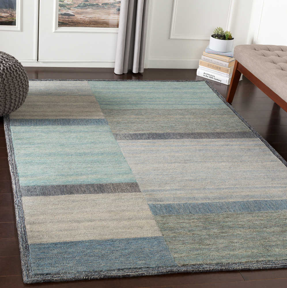 Surya Equilibrium Tan Medium Gray Dark Blue Sage Green Charcoal Denim Teal Rectangular Area Rug