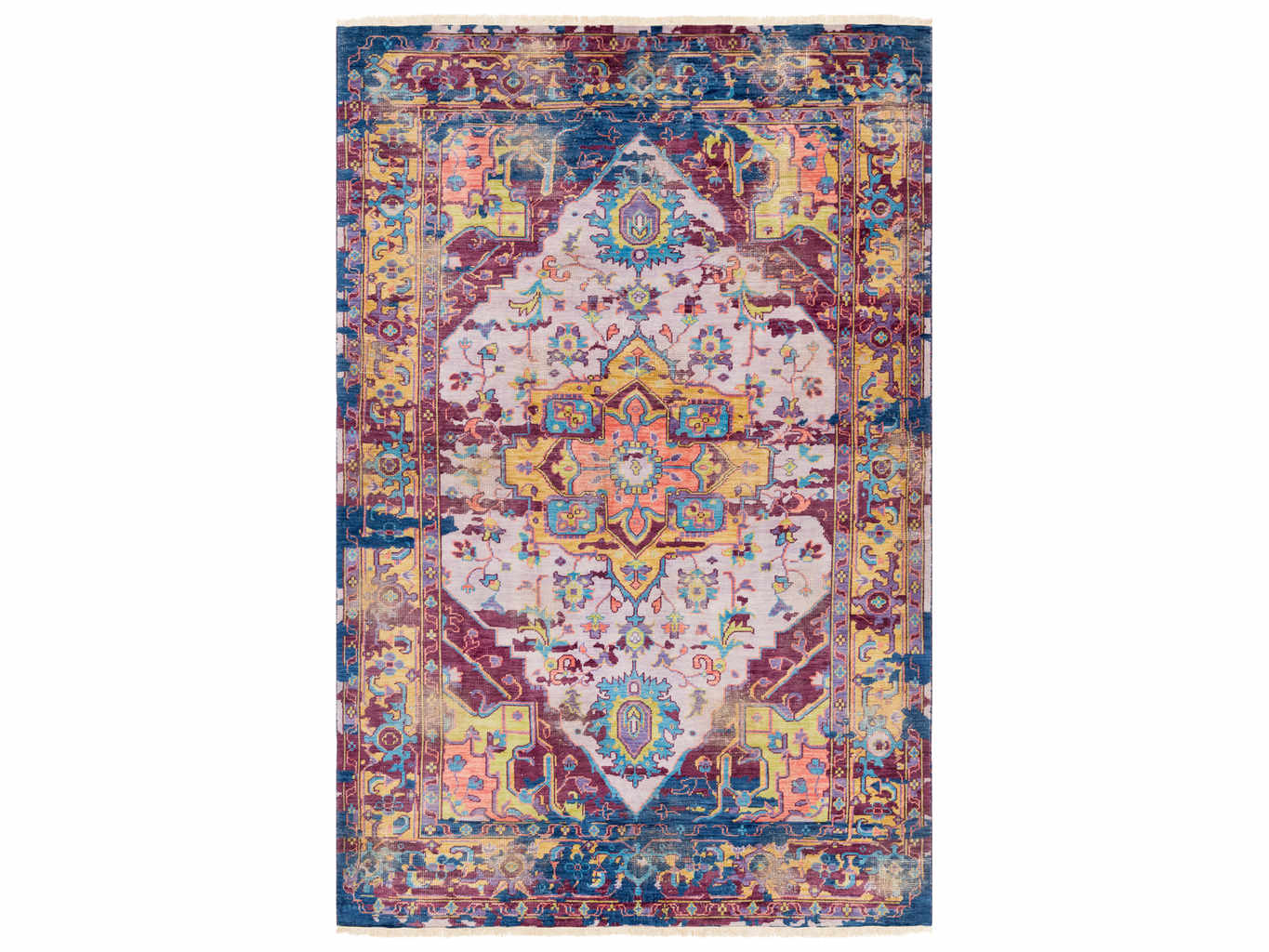 Surya Festival Rectangular Blue Burdy Beige Area Rug