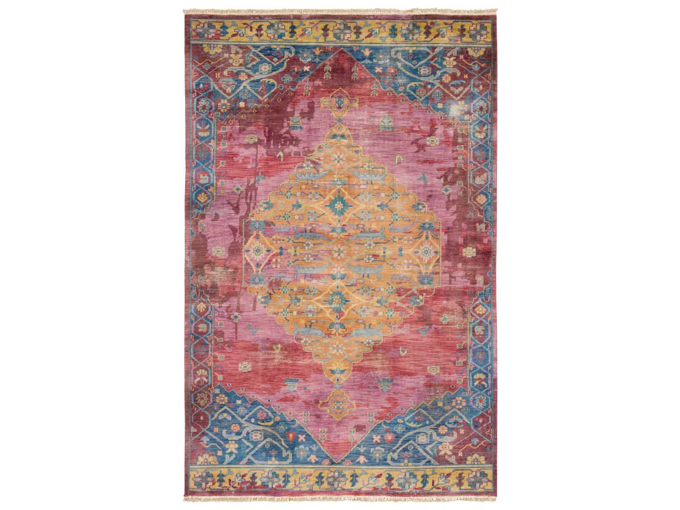 Surya Festival Mauve Dark Purple Red, Teal And Red Area Rug