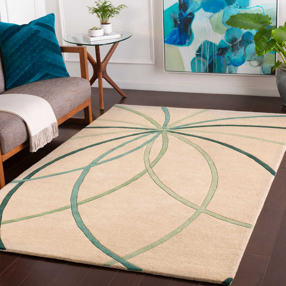 Surya Forum Grass Green Teal Sage Dark Taupe Rectangular Area Rug