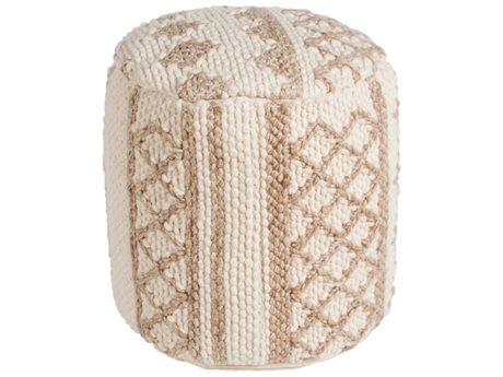 Surya Gobi Cream Taupe Beige Upholstered Ottoman
