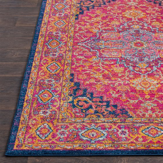 Surya Harput Rectangular Bright Pink Burnt Orange Navy Area Rug