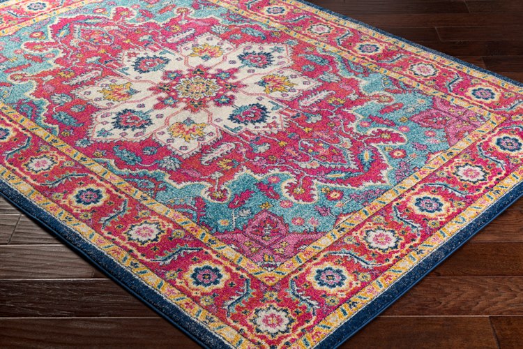 Surya Harput Rectangular Bright Pink Aqua Navy Area Rug