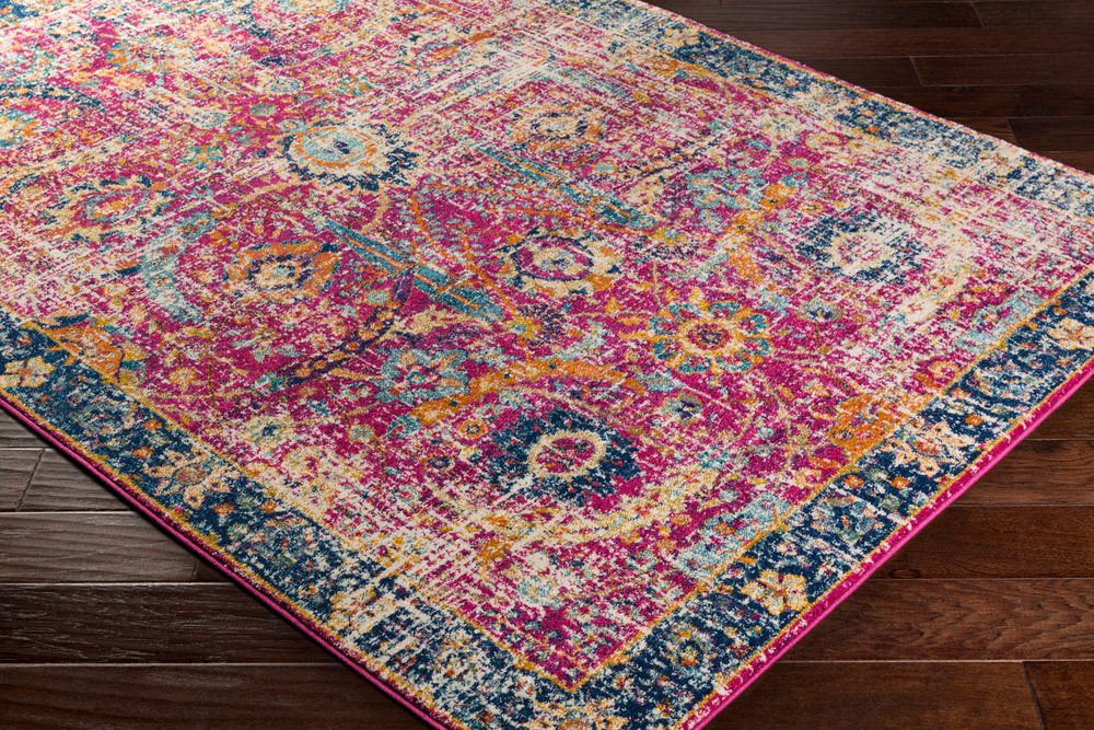 Surya Harput Rectangular Bright Pink Navy Burnt Orange Area Rug