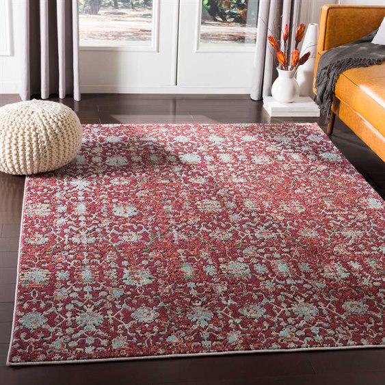 Surya Herati Dark Red Eggplant Aqua Rust Bright Orange Er - Black White Pink Area Rug Surya Herati Dark Red Eggplant Aqua Rust Bright Orange Er - Black White Pink Area Rug