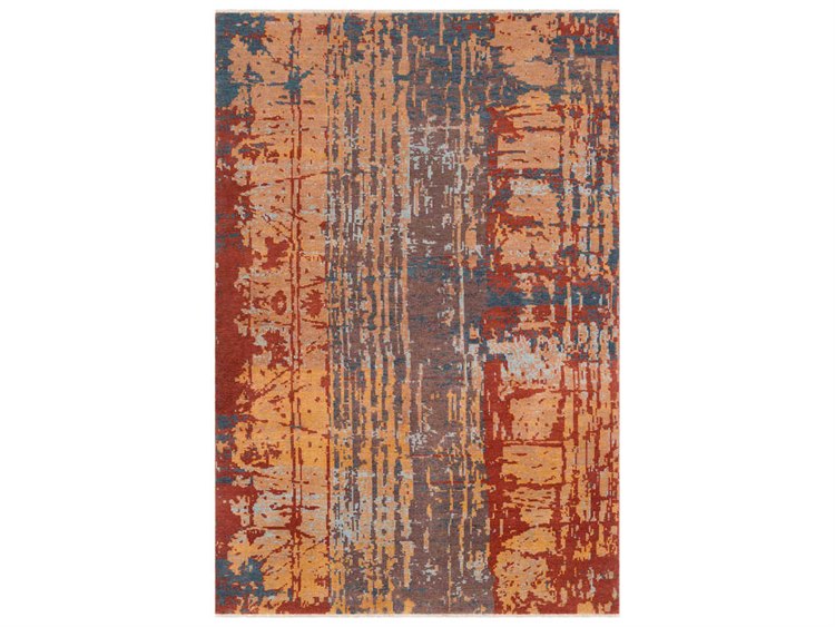 Surya Herkimer Rust Camel Dark Brown Aqua Navy Rectangular Area Rug