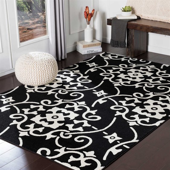 Surya Horizon Black Cream Rectangular Area Rug Hrz 2304 Rec Surya Horizon Black Cream Rectangular Area Rug