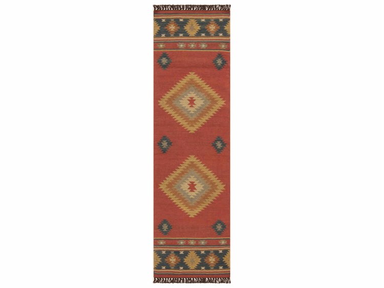 Surya Jewel Tone Dark Red Navy Camel Clay Brown Tan Taupe Runner Area Rug