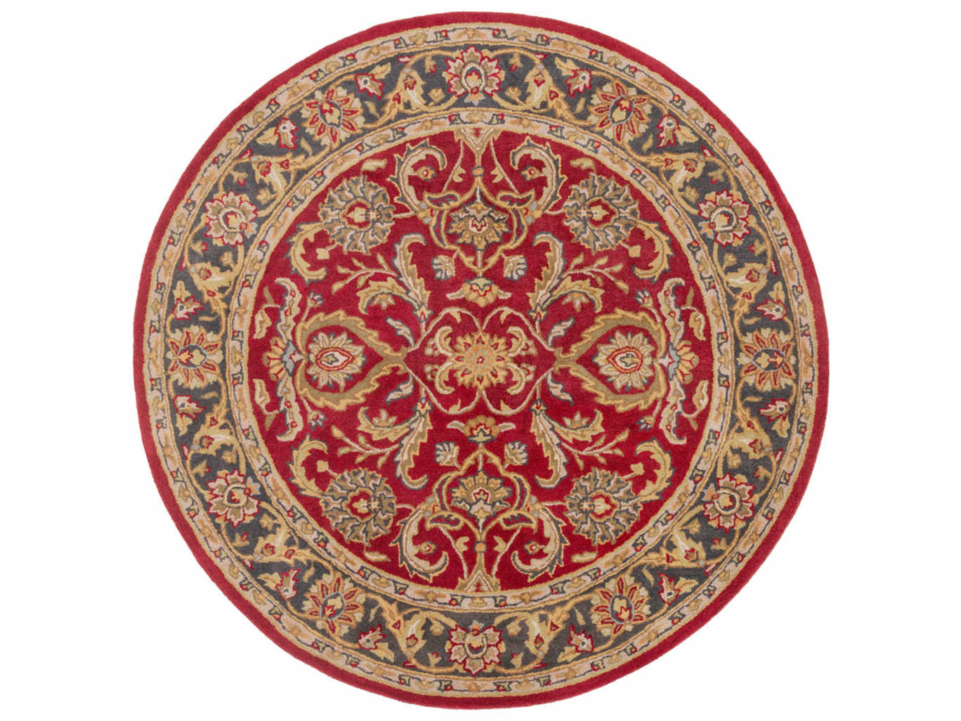 Surya Middleton Bright Red Charcoal, Solid Brown Round Area Rug