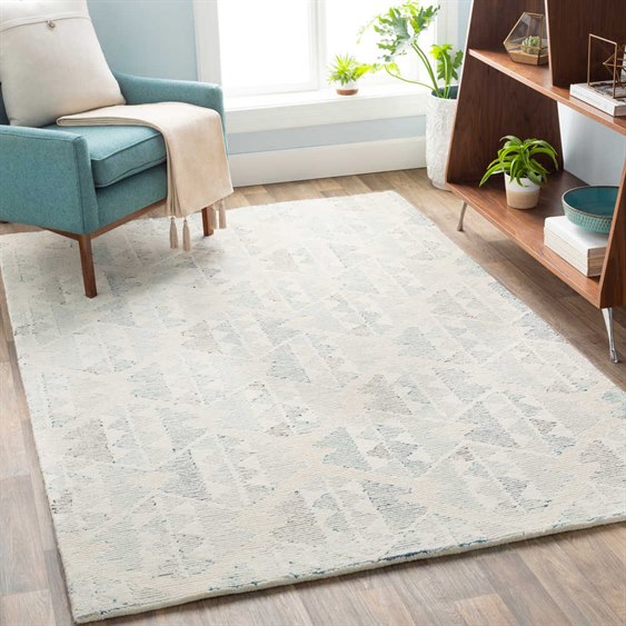 Surya Morse White Pale Blue Teal Dark Brown Light Gray Rectangular Area Rug