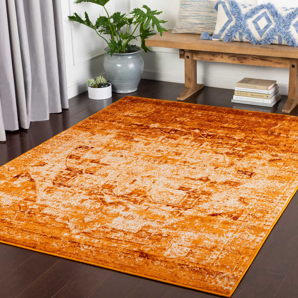 Surya Mumbai Saffron / Burnt Orange White Dark Red Rectangular Area Rug