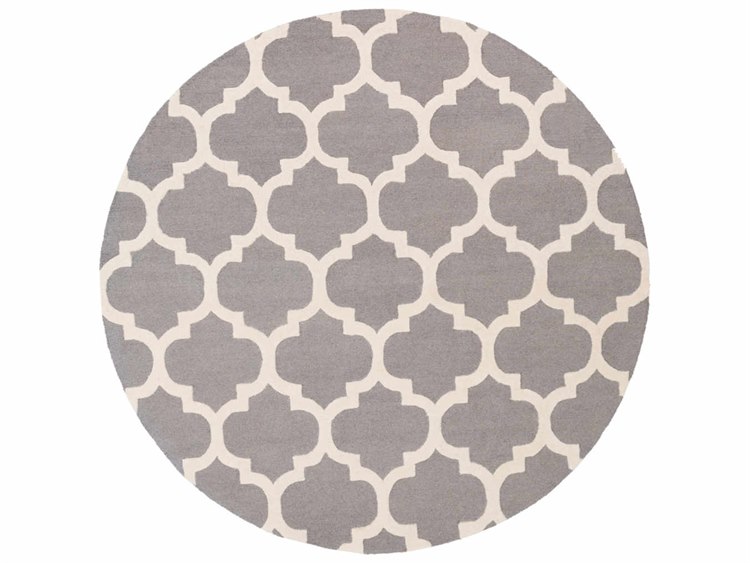 Surya Pollack Medium Gray Cream Round Area Rug