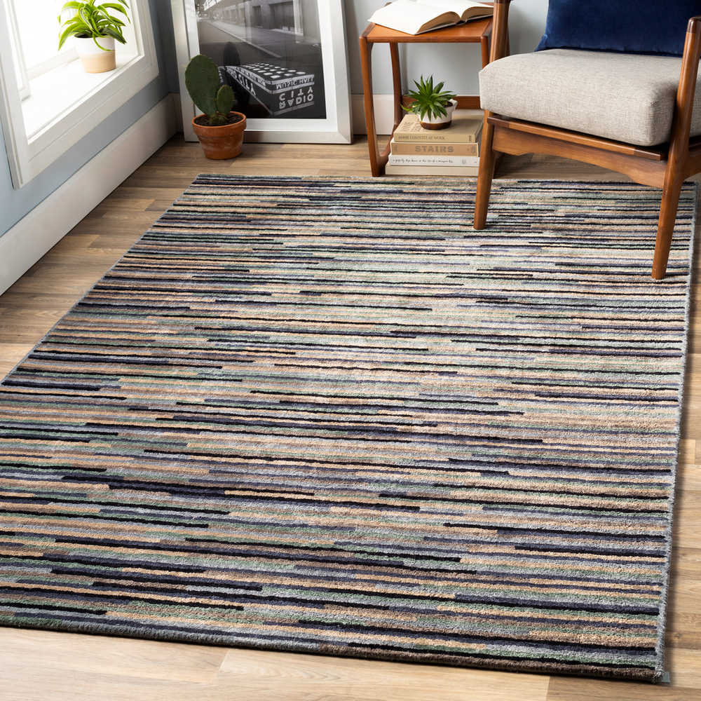 Surya Quartz Denim Sage Navy Ink Dark Brown Taupe Rectangular Area Rug Syqtz5033rec