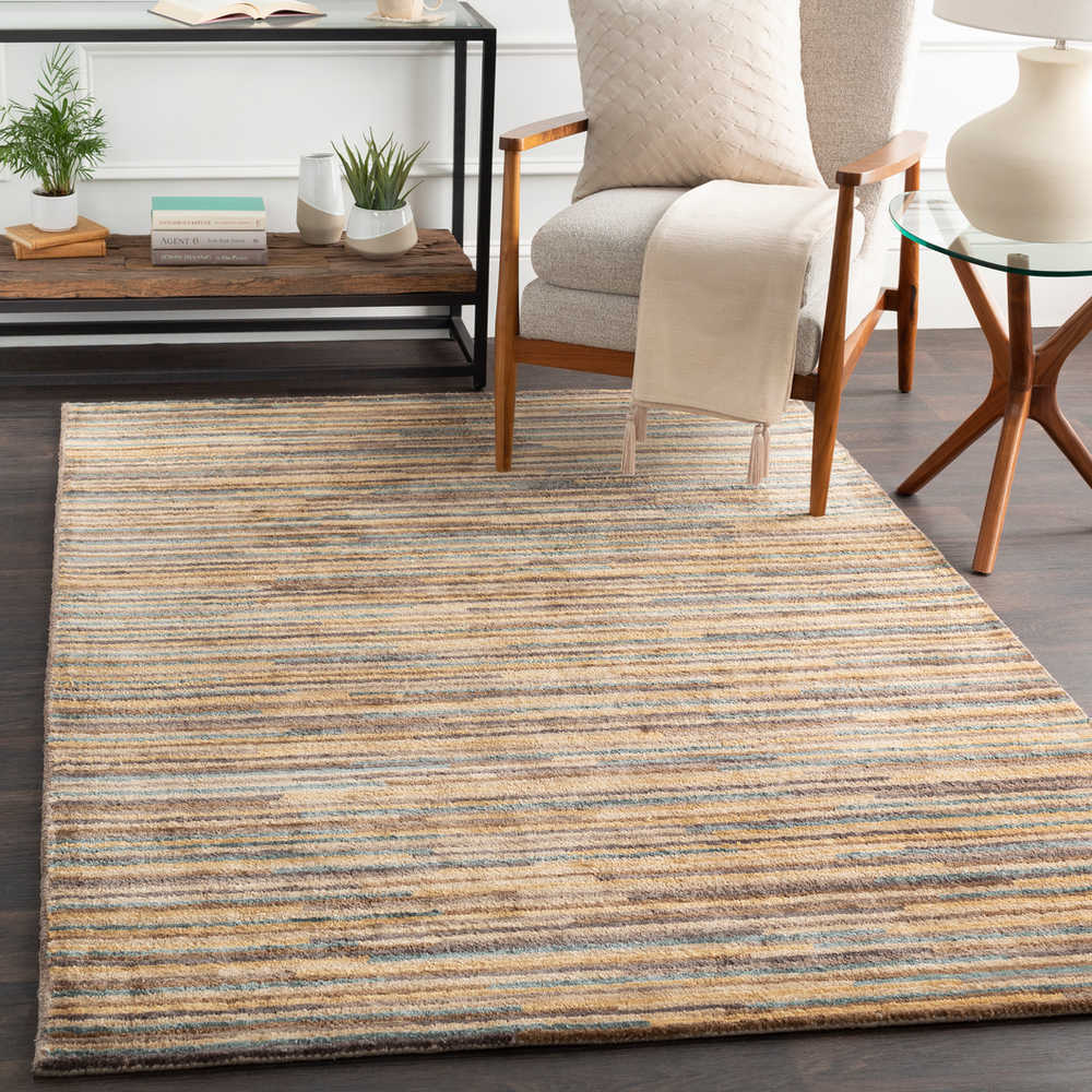 Surya Quartz Teal Tan Wheat Dark Brown Charcoal Rectangular Area Rug Syqtz5034rec