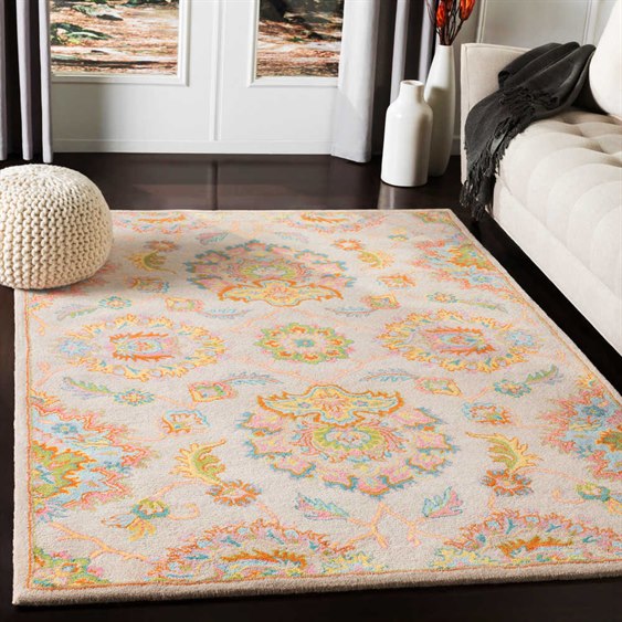 Surya Rajhari Beige Bright Blue Pink Saffron Rectangular - Beige Bright Area Rug Surya Rajhari Beige Bright Blue Pink Saffron Rectangular - Beige Bright Area Rug