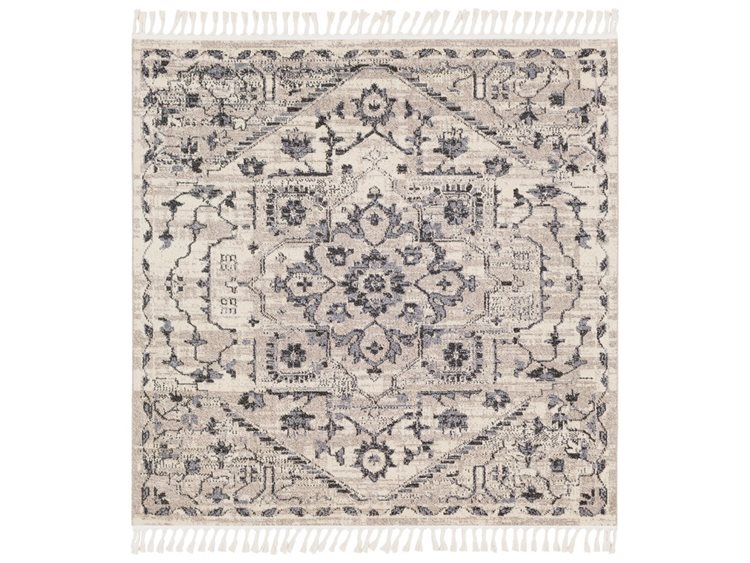 Surya Restoration Light Gray Charcoal Cream Square Area Rug Surya Restoration Light Gray Charcoal