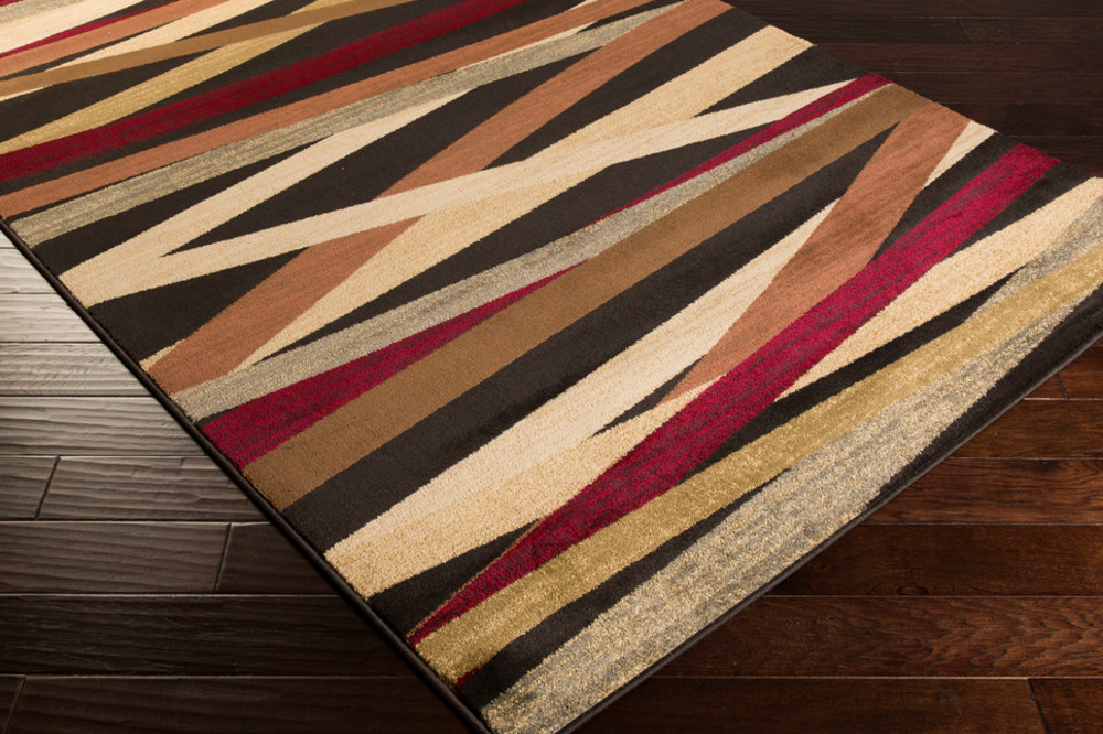 Surya Riley Burgundy, Dark Brown & Butter Rectangular Area Rug