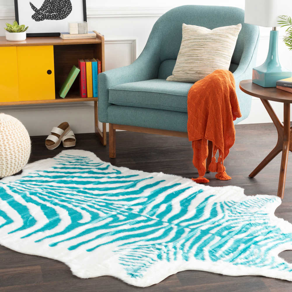 Surya Rusak Aqua White Area Rug
