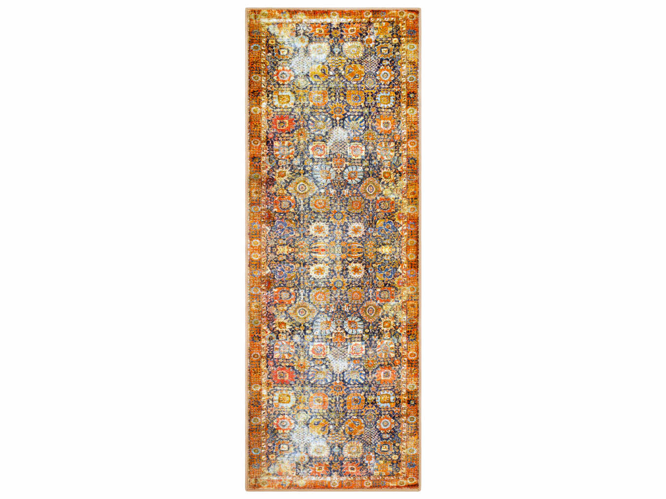 Surya Silk Road Bright Yellow Saffron Orange Lime Black Olive Red White Dark Green Runner Area Rug