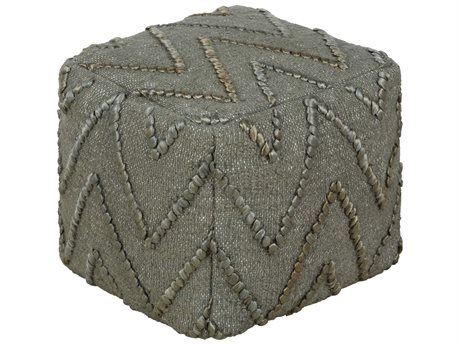 Surya Teangi Cream Dark Green Upholstered Ottoman