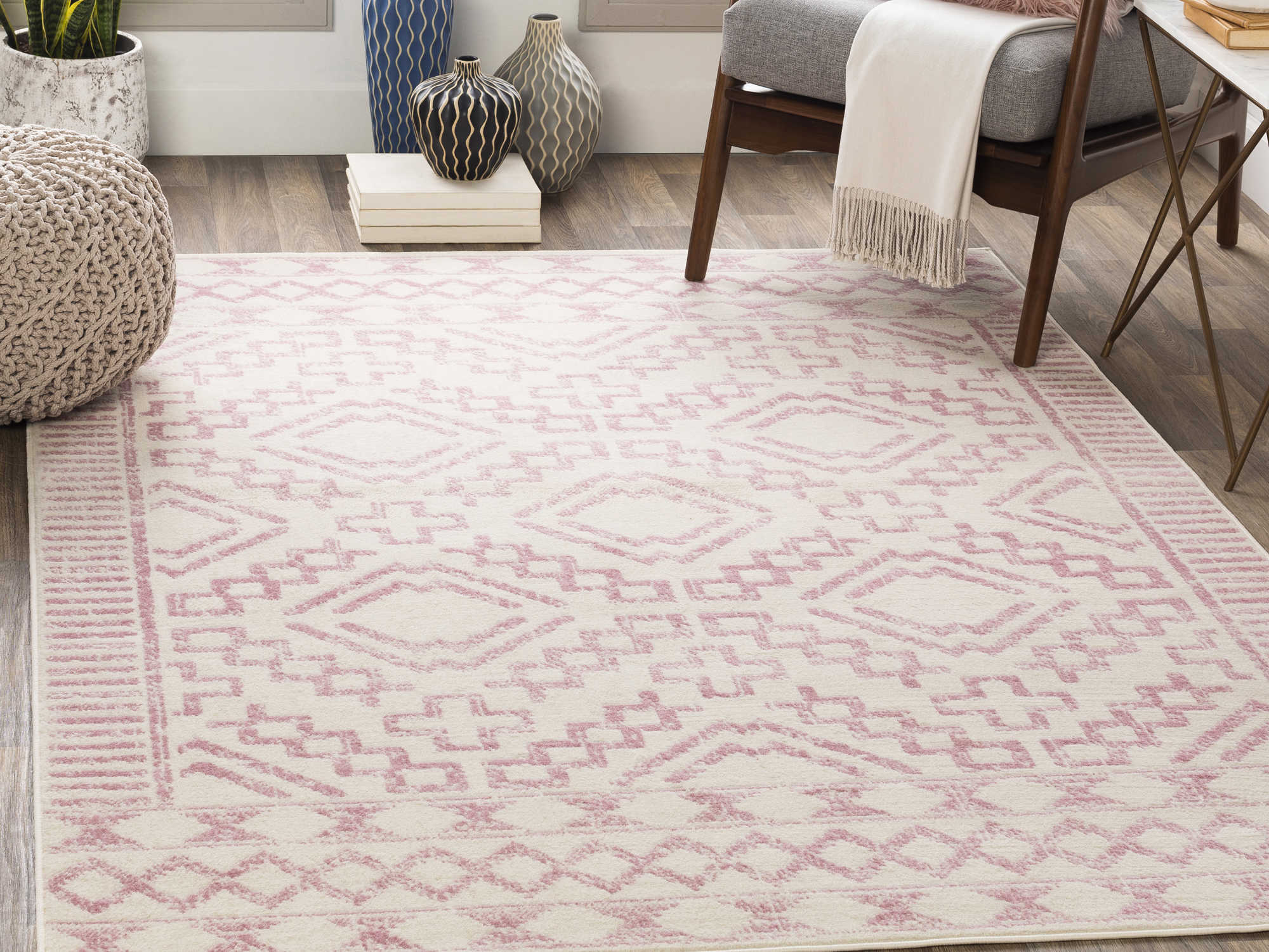 CITY RUGS 56 Blue Pink Cream Beige Floor Designer Mat Carpet 4 SIZES