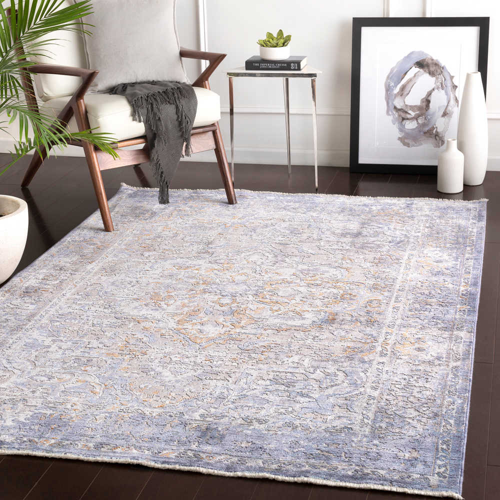 Surya Wonder Navy Bright Blue Sky Dark Purple Medium Gray Charcoal Camel White Rectangular Area Rug Sywam2303rec