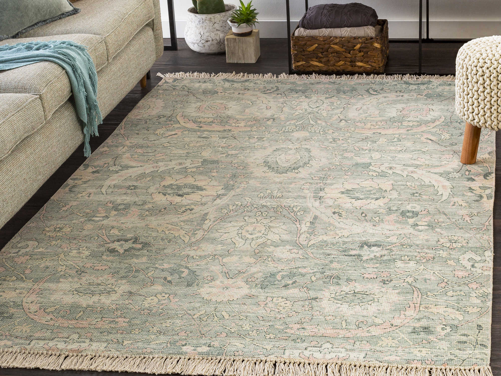 Surya Zainab Sage / Dark Green / White Rectangular Area Rug SYZAI2302REC