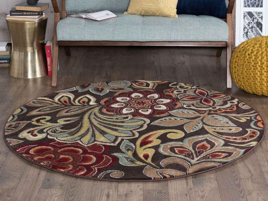 Tayse Rugs Deco Dilek Brown Round Area Rug Tadco1024rou