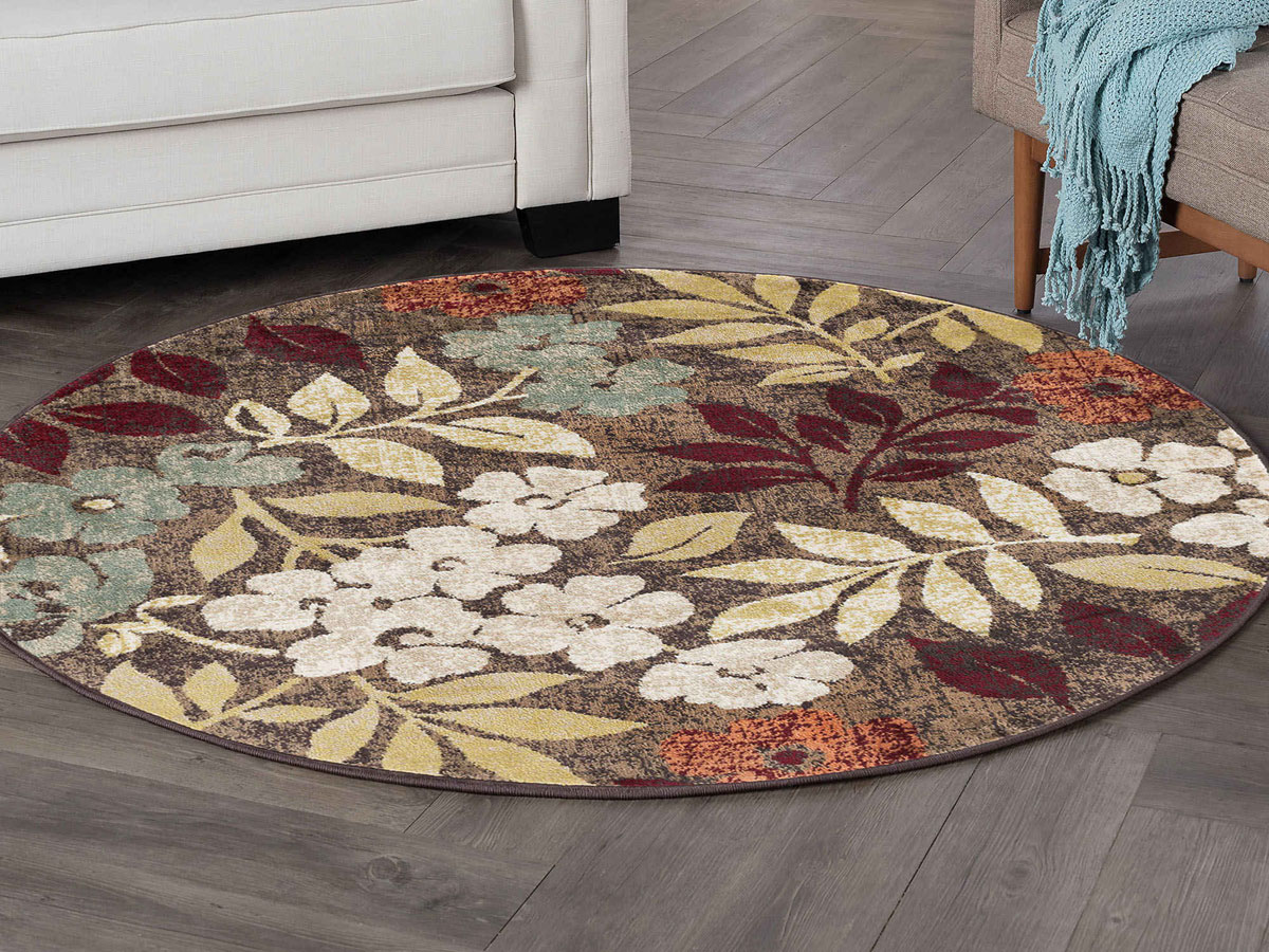 Tayse Rugs Deco Kalea Brown Round Area Rug TADCO1308ROU