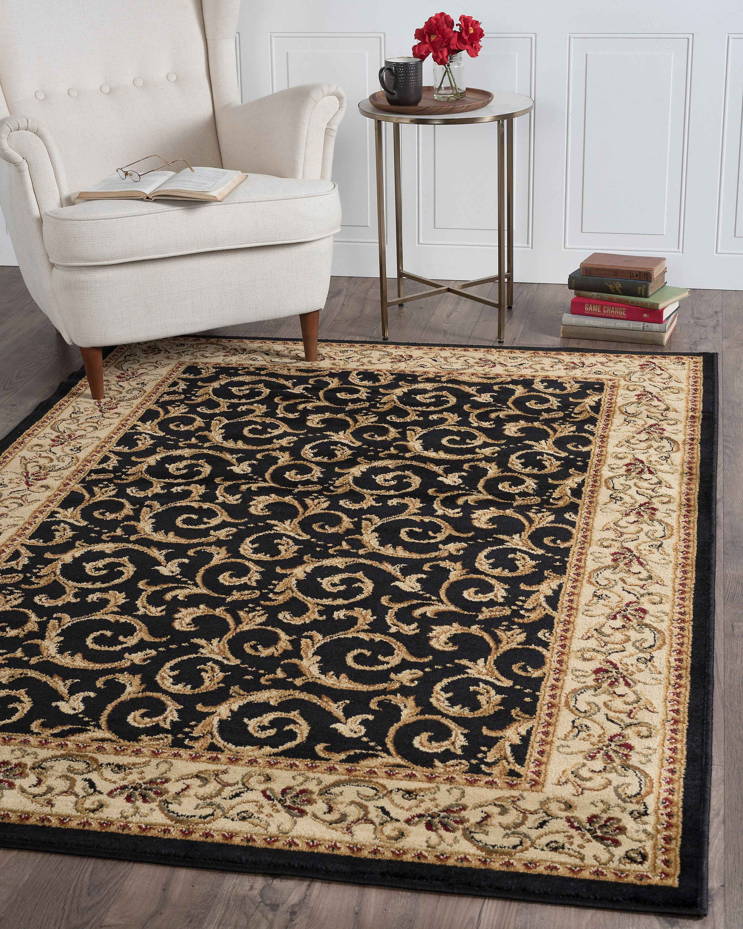 Tayse Rugs Elegance Westminster Black Rectangular Area Rug TAELG5403REC