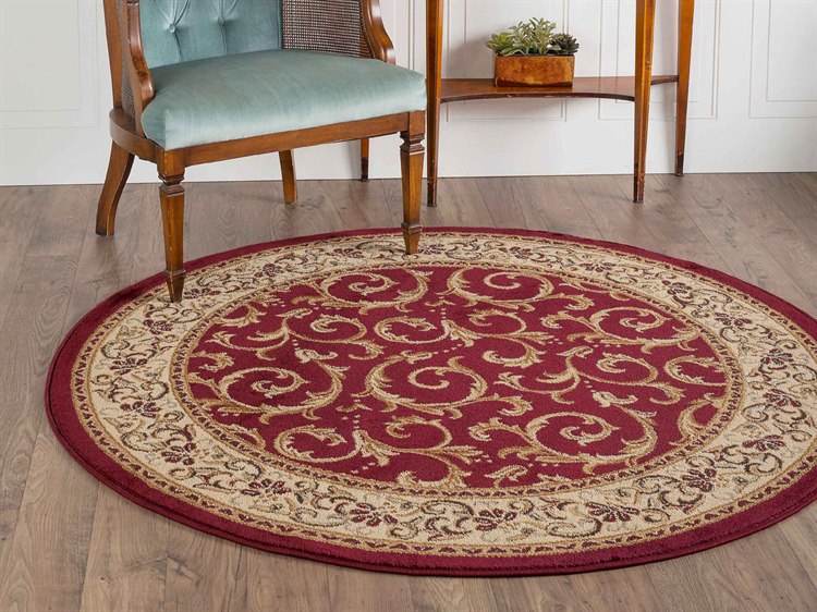 Tayse Rugs Elegance Westminster Red Round Area Rug