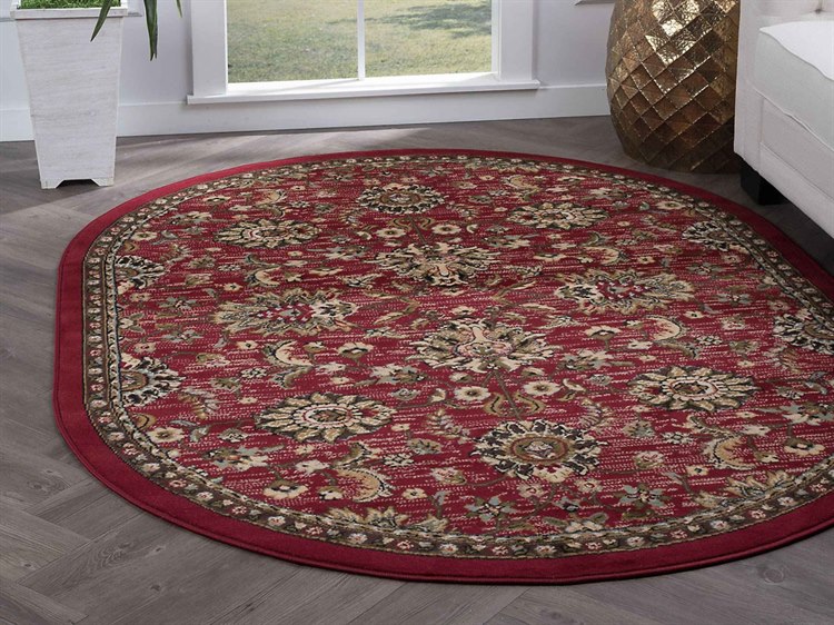 Tayse Rugs Laa Leanna Red 5 3 X 7 Oval Area Rug Lgn4590 Ova Tayse Rugs Laa Leanna Red 5 3 X 7