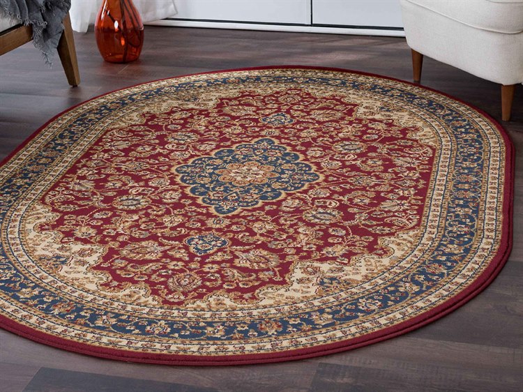 Tayse Rugs Sensation Kirsten Red Oval Area Rug Sns4780 Ova