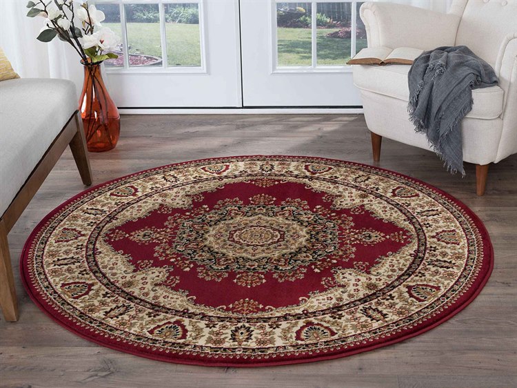 Tayse Rugs Sensation Fiona Red Round Area Rug