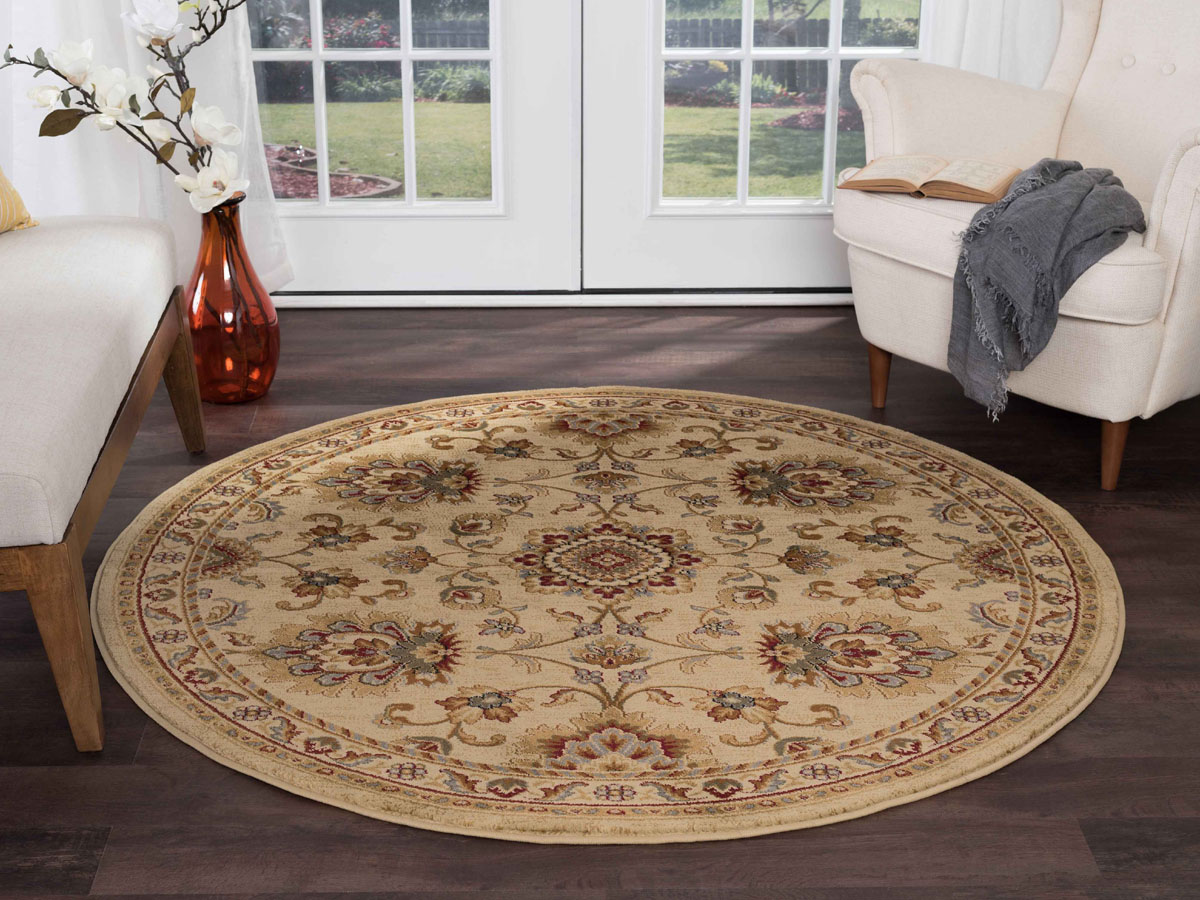 Tayse Rugs Sensation Charlotte Ivory Round Area Rug 