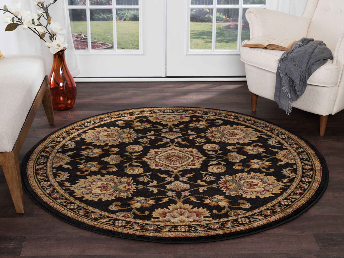Tayse Rugs Sensation Charlotte Black Round Area Rug TASNS4853ROU