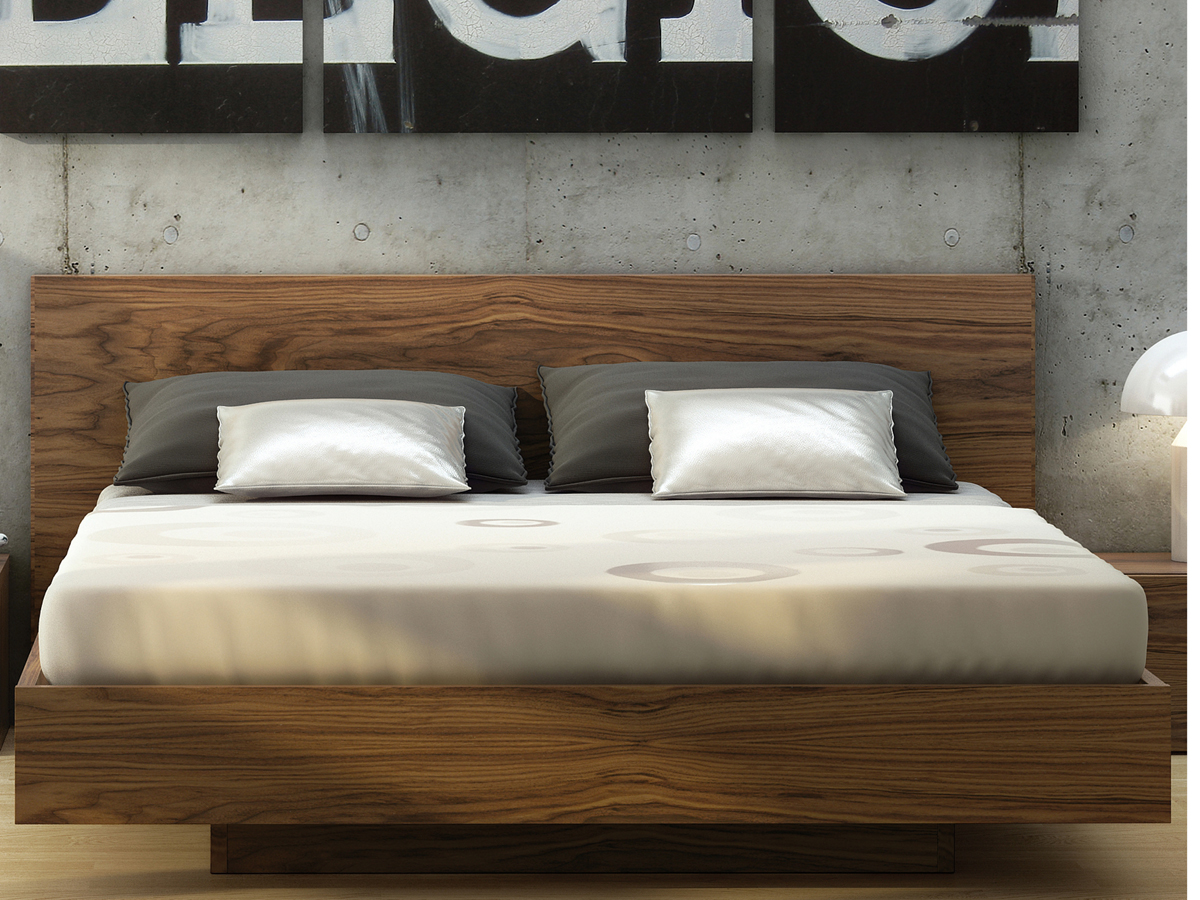 float bed with mattress support walnut